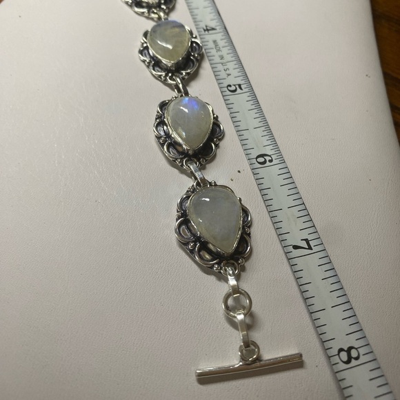 NWT 925 Moonstone silver ring size 8 bracelet 7-8” top quality with gift box - Picture 4 of 6